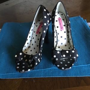 Betseyville polka dotted open toe heels Size 8